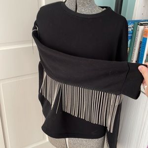H&M metal beaded embellished fringe sweatshirt